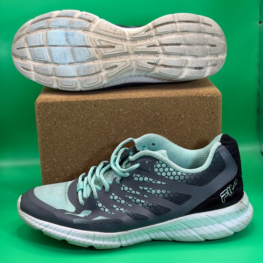 Fila Running Shoes Womens 7 Teal/Gray Mesh Athletic Sneakers Lightweight Comfort